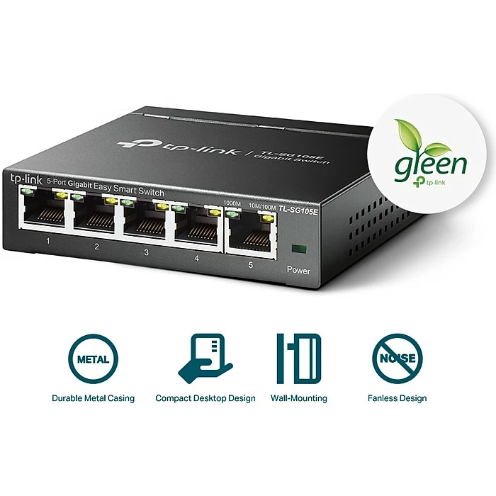 TP-LINK Easy Smart TL-SG105E 5-Port Gigabit Ethernet Desktop/Wall-Mountable Switch 5 TP-LINK Easy Smart TL-SG105E 5-Port Gigabit Ethernet Desktop/Wall-Mountable Switch - Image 3