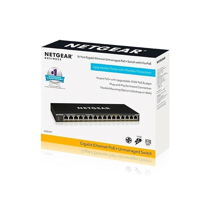 Netgear 300-Series GS316P 16-Port Gigabit Desktop/Wall Switch 4 Netgear 300-Series GS316P 16-Port Gigabit Desktop/Wall Switch - Image 2