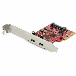 StarTech PCIe USB 3.1 Card - 2x USB C 3.1 Gen 2 10Gbps - PCIe Gen 3 X4 - ASM3142 Chipset - USB Type C PCI Express Card (PEXUSB312C3)