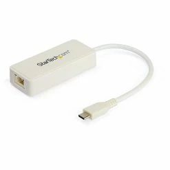 StarTech USB C To Gigabit Ethernet Adapter With USB A Port - White 1Gbps NIC USB 3.0/3.1 Type C To RJ45 Port/LAN Network Adapter TB3