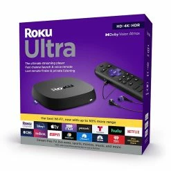Roku Ultra 4800R Streaming Device HD/4K/HDR/Dolby Vision With Dolby Atmos, Bluetooth Streaming, And Roku Voice Remote, Black