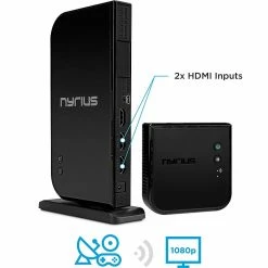 Nyrius Wireless HDMI 2x Input Transmitter & Receiver For Streaming HD 1080p 3D Video From Cable, Blu-Ray, PS4, Xbox, PC