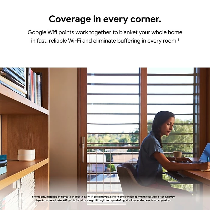 Google Wi-Fi AC1200 Dual Band Wireless Mesh Router, White, 3/Pack (GA02434-US) 9 Google Wi-Fi AC1200 Dual Band Wireless Mesh Router, White, 3/Pack (GA02434-US) - Image 7