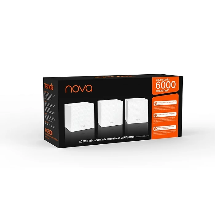Tenda Nova MW12 Tri-band AC2100 Whole Home Mesh WiFi System, 3/Pack (MW12 3PK) 3 Tenda Nova MW12 Tri-band AC2100 Whole Home Mesh WiFi System, 3/Pack (MW12 3PK)