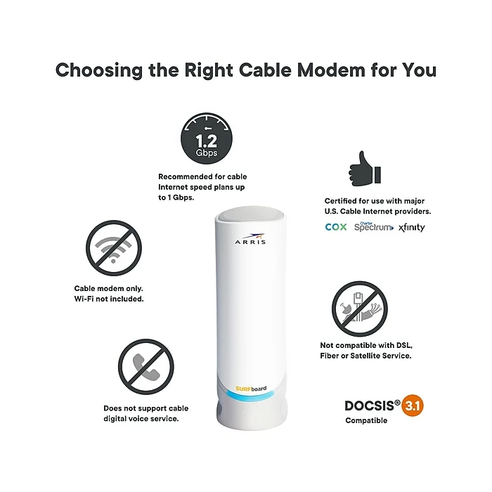 Arris SURFboard S33 Desktop DOCSIS 3.1 Cable Modem 10 Arris SURFboard S33 Desktop DOCSIS 3.1 Cable Modem - Image 8