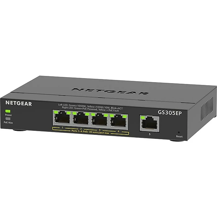 Netgear Plus GS305EP-100NAS 5-Port Gigabit Ethernet Desktop Switch 3 Netgear Plus GS305EP-100NAS 5-Port Gigabit Ethernet Desktop Switch