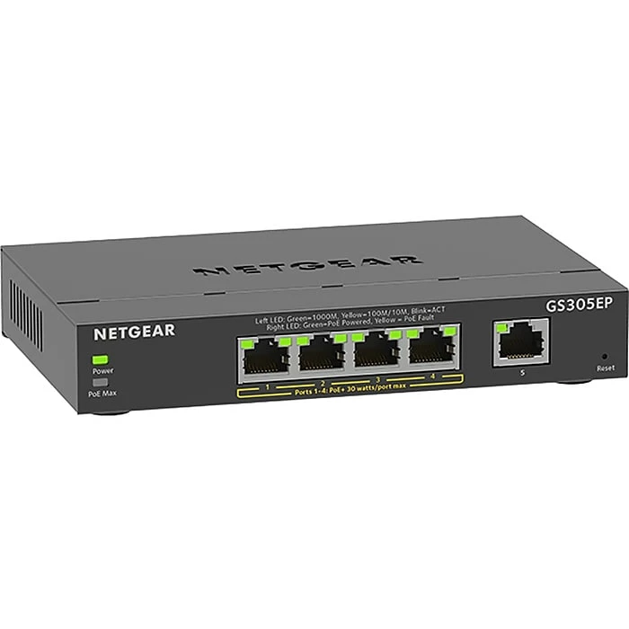 Netgear Plus GS305EP-100NAS 5-Port Gigabit Ethernet Desktop Switch 5 Netgear Plus GS305EP-100NAS 5-Port Gigabit Ethernet Desktop Switch - Image 3