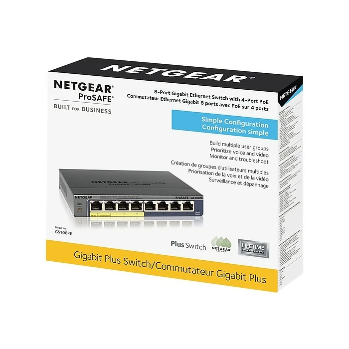 NETGEAR 8-Port PoE Gigabit Ethernet Plus Switch (GS108PEv3) - With 4 X PoE @ 53W, ProSAFE Lifetime Protection 8 NETGEAR 8-Port PoE Gigabit Ethernet Plus Switch (GS108PEv3) - With 4 X PoE @ 53W, ProSAFE Lifetime Protection - Image 6