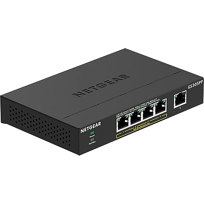 Netgear 300 Series GS305PP-100NAS 5-Port Gigabit Ethernet Desktop/Wall Mountable Unmanaged Switch 3 Netgear 300 Series GS305PP-100NAS 5-Port Gigabit Ethernet Desktop/Wall Mountable Unmanaged Switch